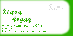 klara argay business card